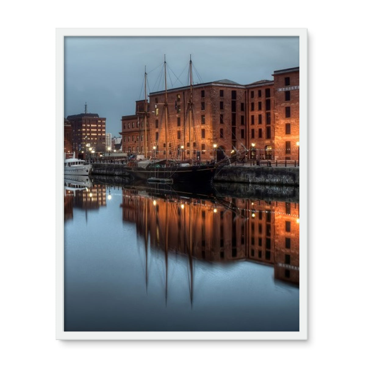 Dusk at Merseyside Maritime Museum Framed Photo Tile