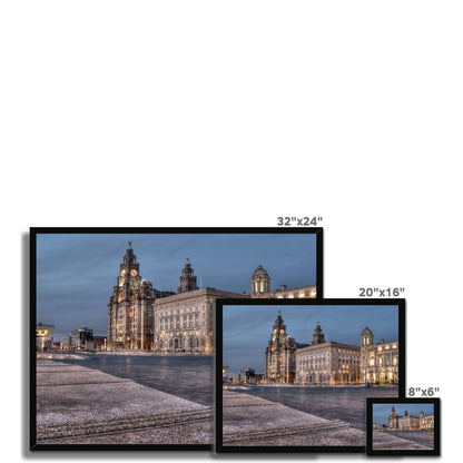 The Liver Buildings: A Liverpool Icon at Twilight Budget Framed Poster