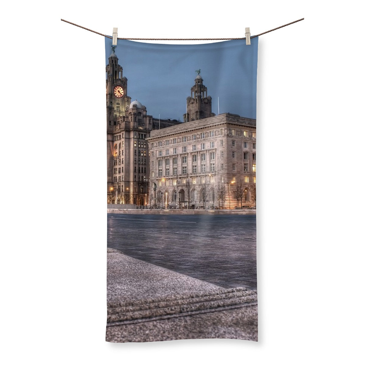 The Liver Buildings: A Liverpool Icon at Twilight Towel