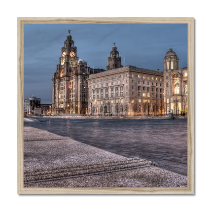 The Liver Buildings: A Liverpool Icon at Twilight Budget Framed Poster