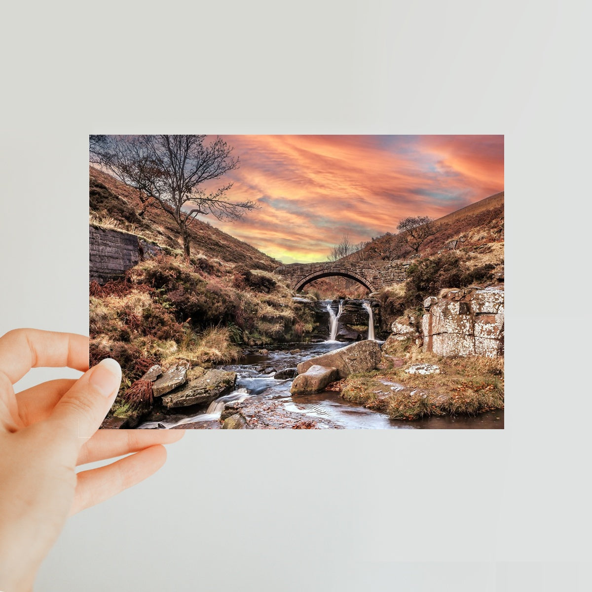 Three Shires Head Waterfall & Packhorse Bridge Classic Postcard