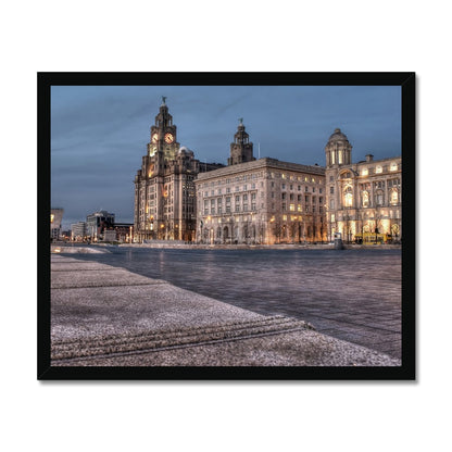 The Liver Buildings: A Liverpool Icon at Twilight Budget Framed Poster