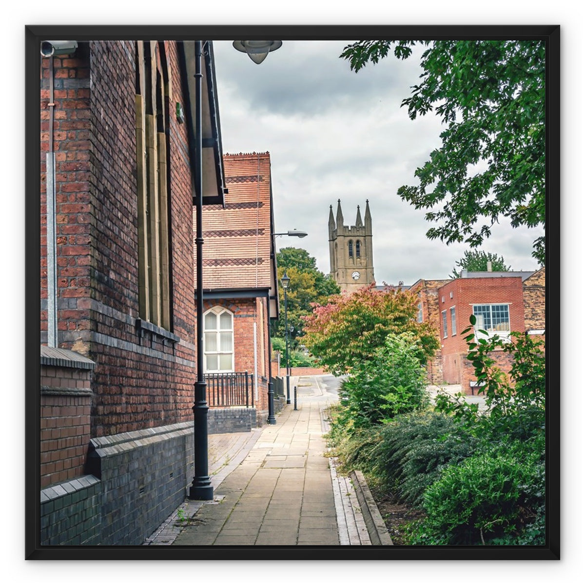 St James' Church from Webberley Lane, Longton Framed Canvas