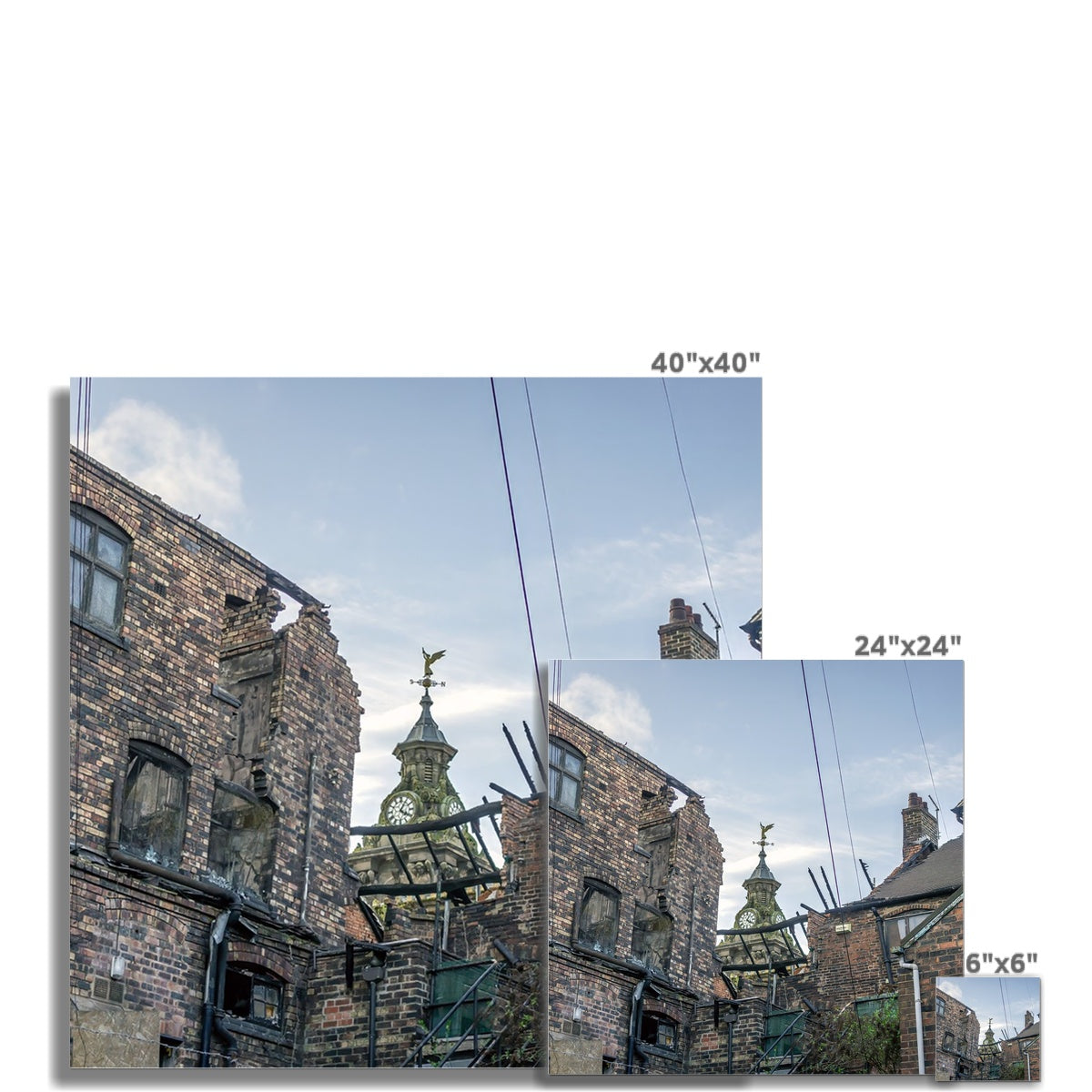 Burslem Town Hall, viewed through the ruin of The Leopard, Burslem Hahnemühle Photo Rag Print