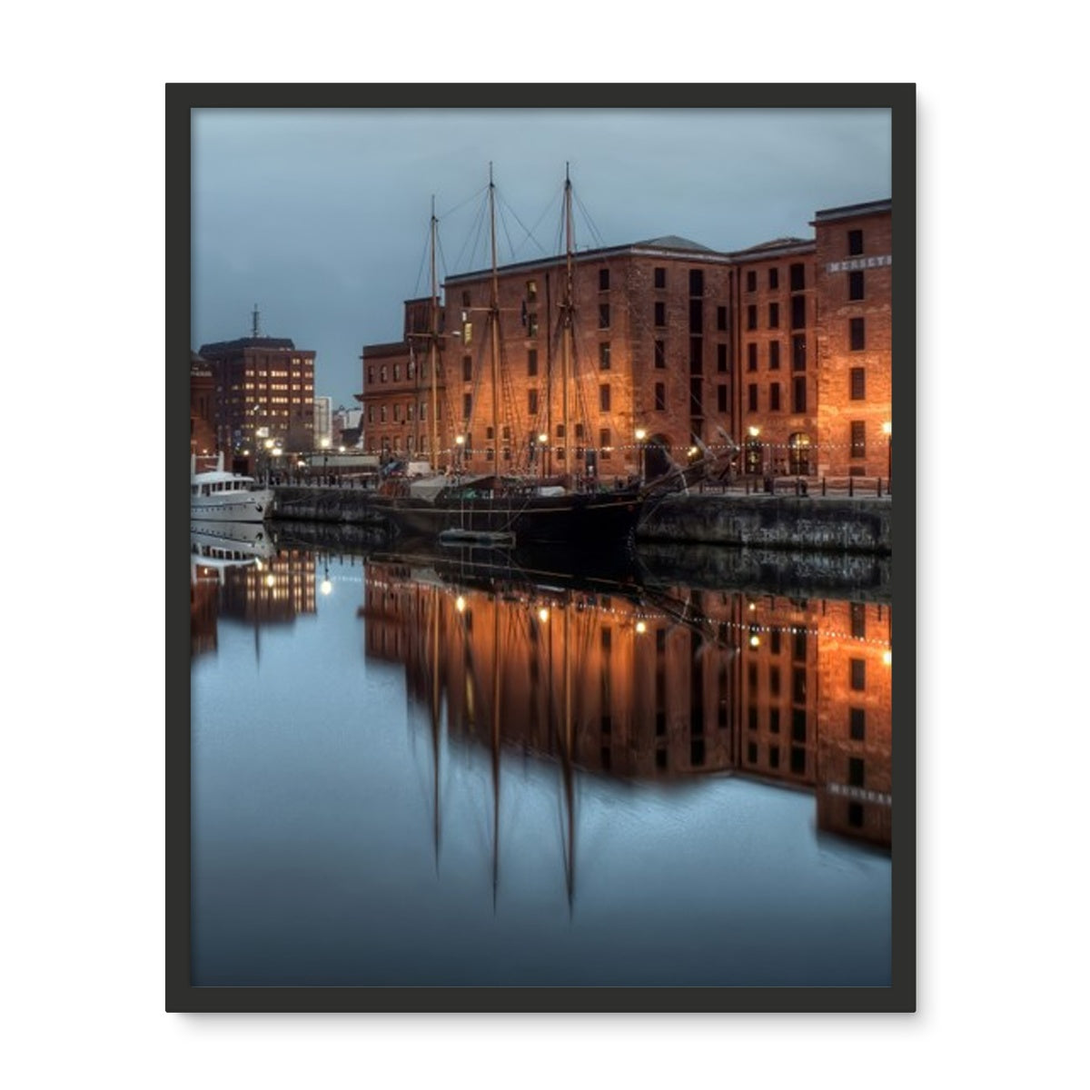 Dusk at Merseyside Maritime Museum Framed Photo Tile