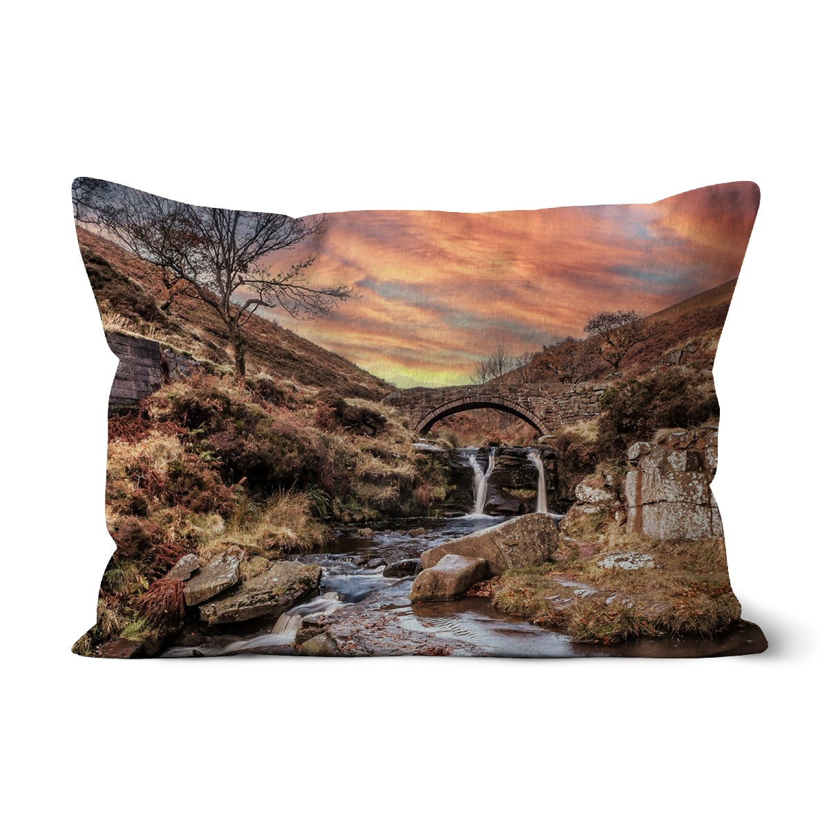 Three Shires Head Waterfall & Packhorse Bridge Cushion