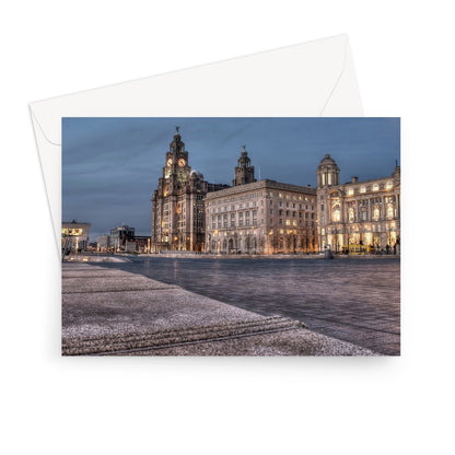 The Liver Buildings: A Liverpool Icon at Twilight Greeting Card