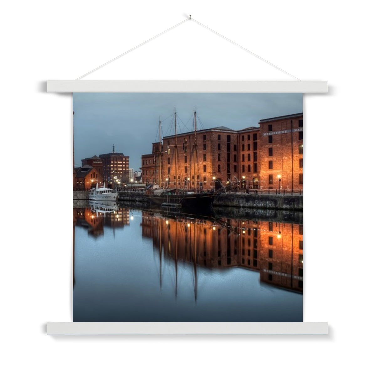 Dusk at Merseyside Maritime Museum Fine Art Print with Hanger