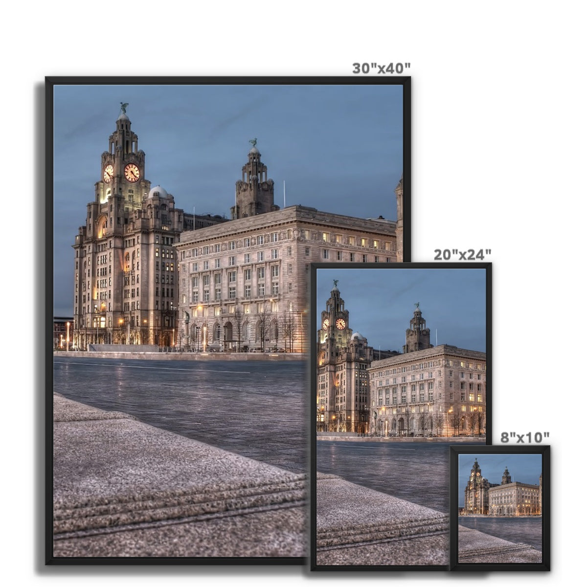 The Liver Buildings: A Liverpool Icon at Twilight Framed Canvas