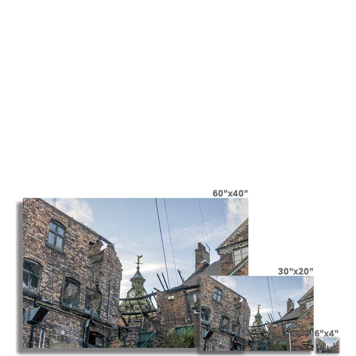 Burslem Town Hall, viewed through the ruin of The Leopard, Burslem Hahnemühle Photo Rag Print