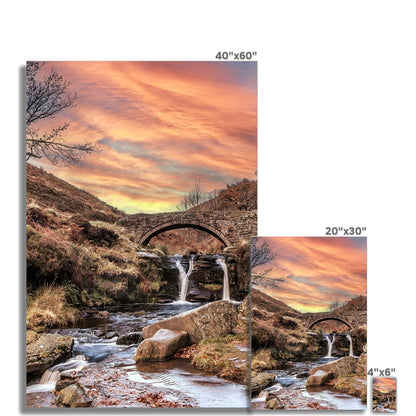 Three Shires Head Waterfall & Packhorse Bridge Hahnemühle Photo Rag Print