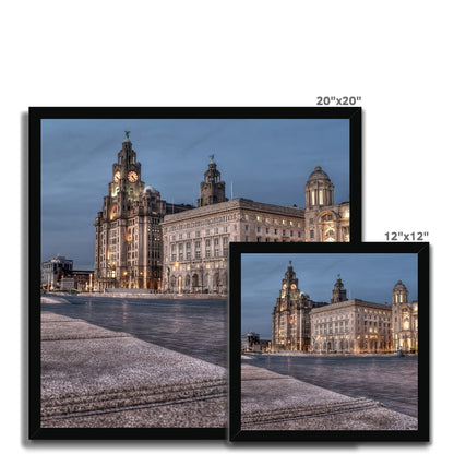 The Liver Buildings: A Liverpool Icon at Twilight Budget Framed Poster