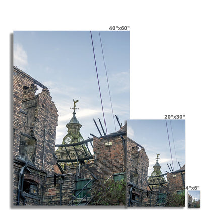 Burslem Town Hall, viewed through the ruin of The Leopard, Burslem Hahnemühle Photo Rag Print