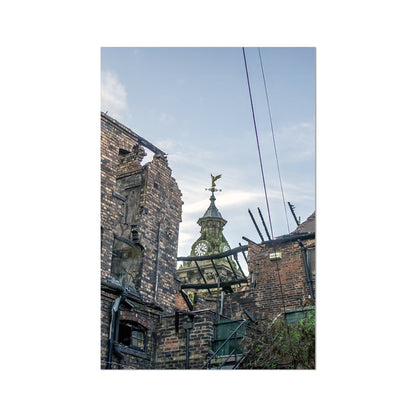 Burslem Town Hall, viewed through the ruin of The Leopard, Burslem Hahnemühle Photo Rag Print