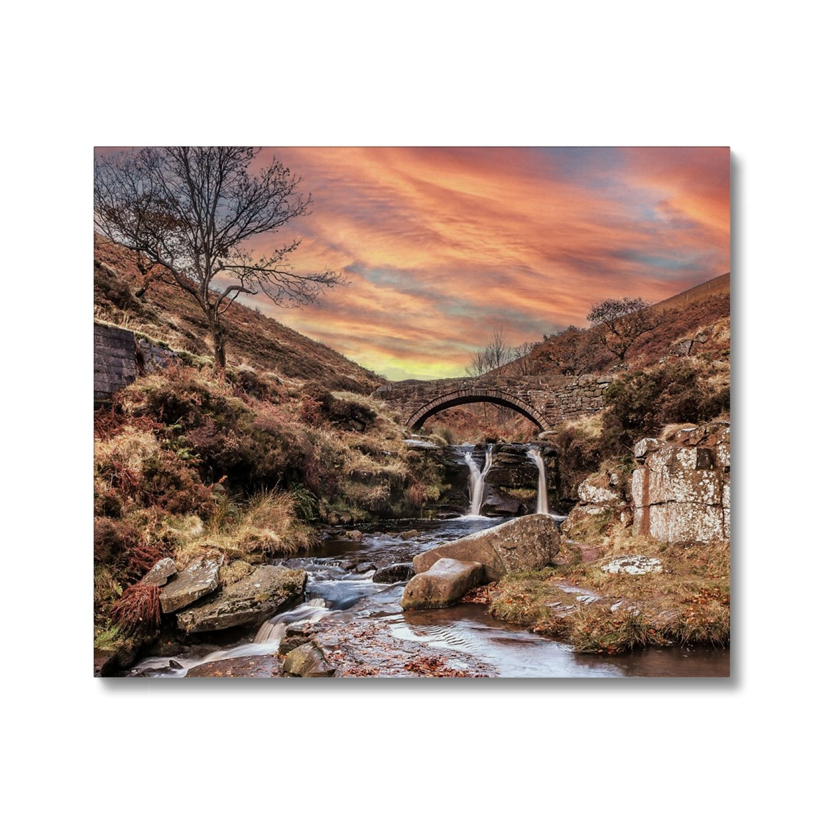 Three Shires Head Waterfall & Packhorse Bridge Canvas