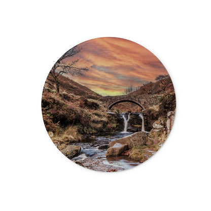 Three Shires Head Waterfall & Packhorse Bridge Glass Chopping Board