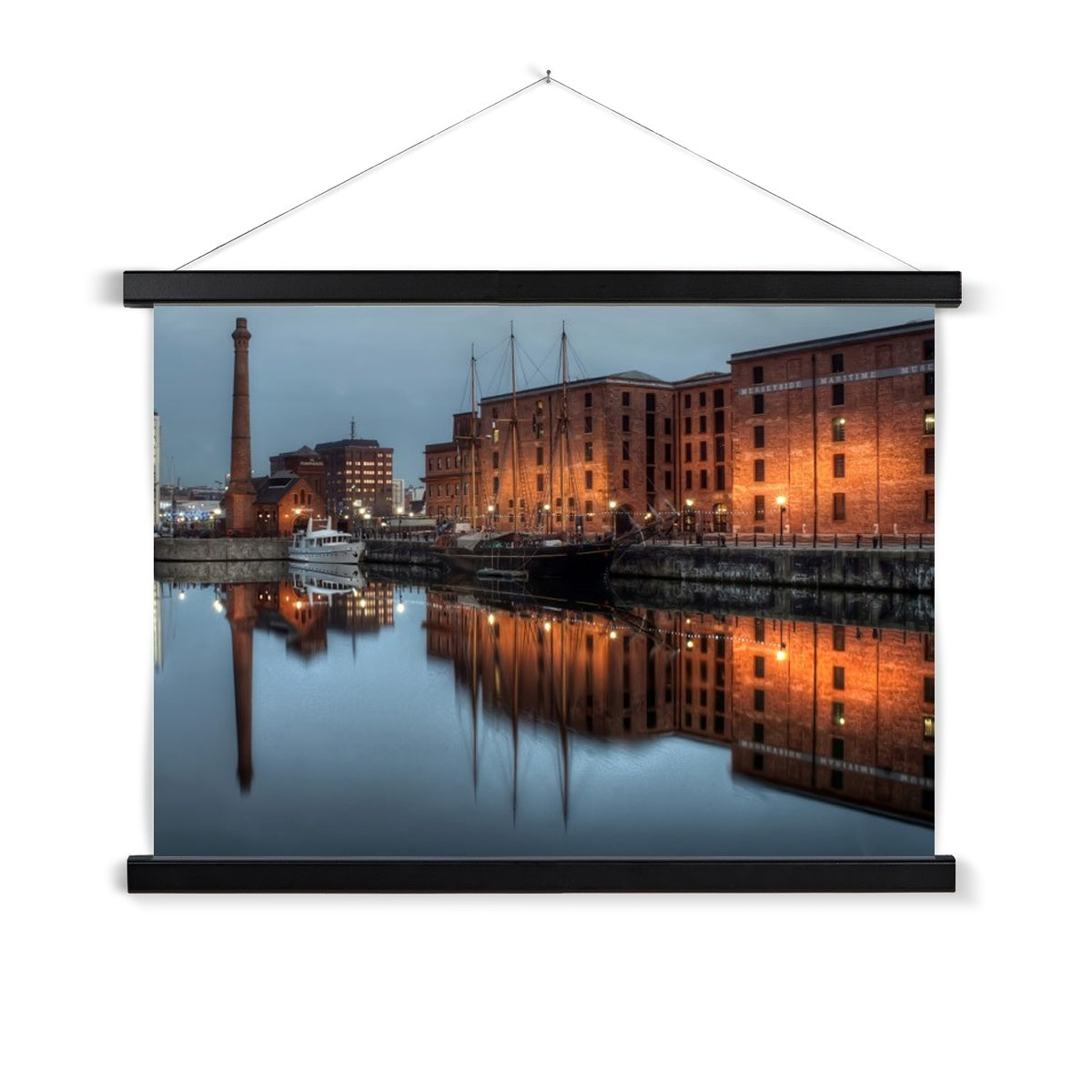 Dusk at Merseyside Maritime Museum Fine Art Print with Hanger