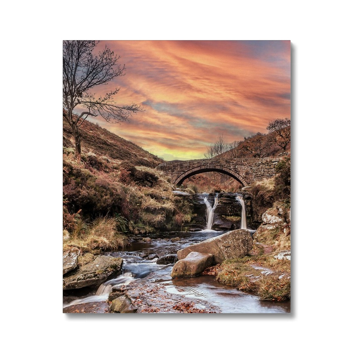 Three Shires Head Waterfall & Packhorse Bridge Canvas