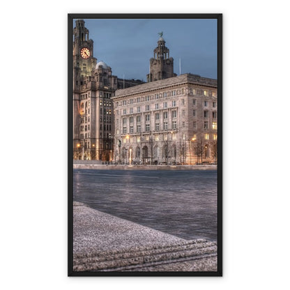 The Liver Buildings: A Liverpool Icon at Twilight Framed Canvas
