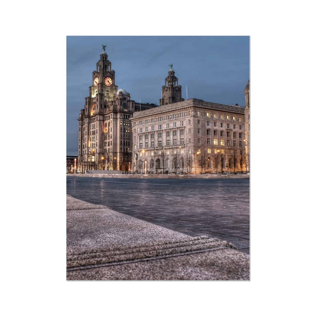 The Liver Buildings: A Liverpool Icon at Twilight Wall Art Poster