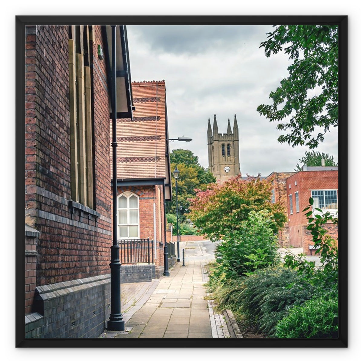 St James' Church from Webberley Lane, Longton Framed Canvas