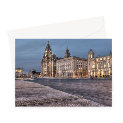 The Liver Buildings: A Liverpool Icon at Twilight Greeting Card