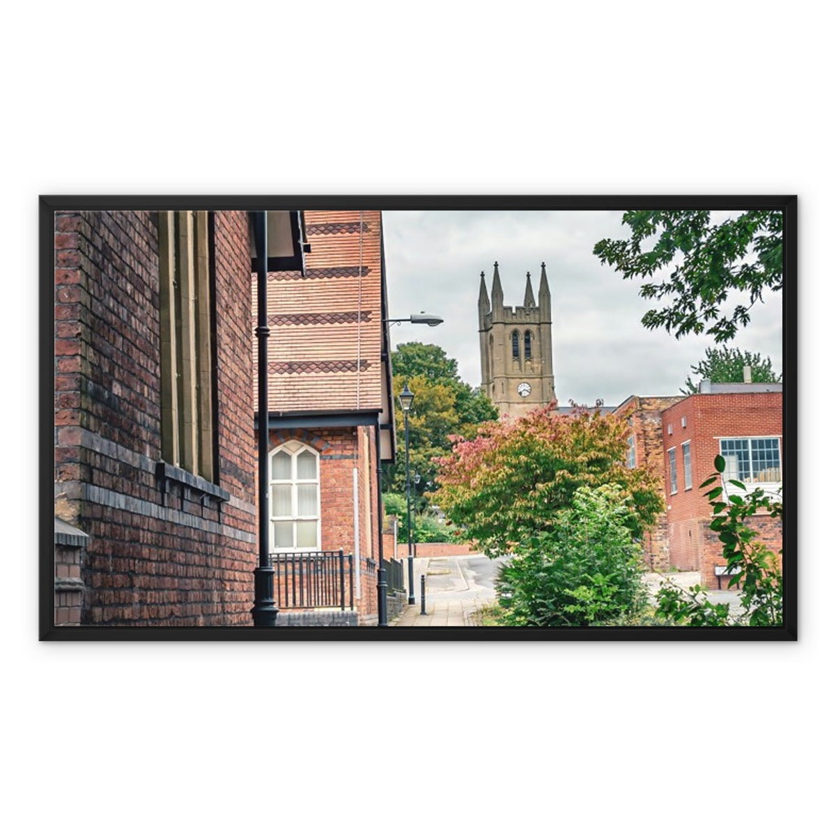 St James' Church from Webberley Lane, Longton Framed Canvas