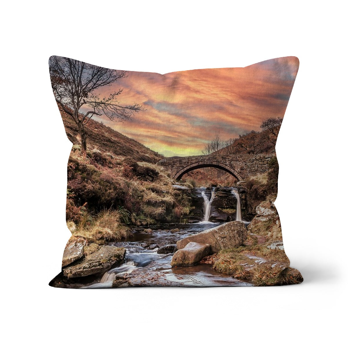 Three Shires Head Waterfall & Packhorse Bridge Cushion