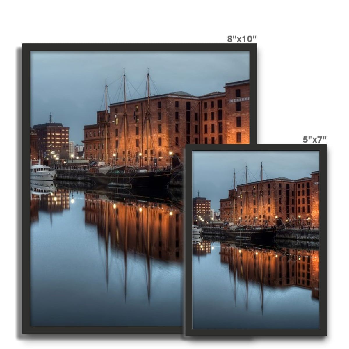 Dusk at Merseyside Maritime Museum Framed Photo Tile