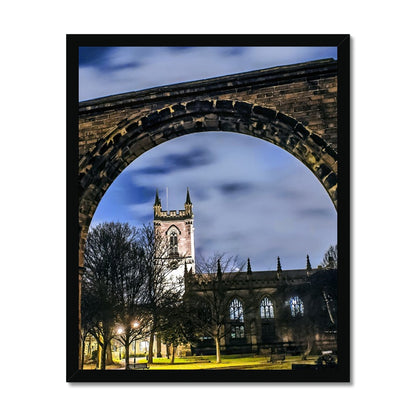 Stoke Minster at Night Budget Framed Poster