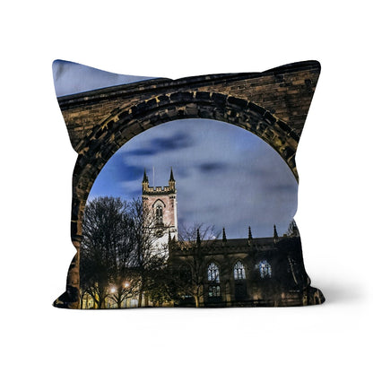 Stoke Minster at Night Cushion