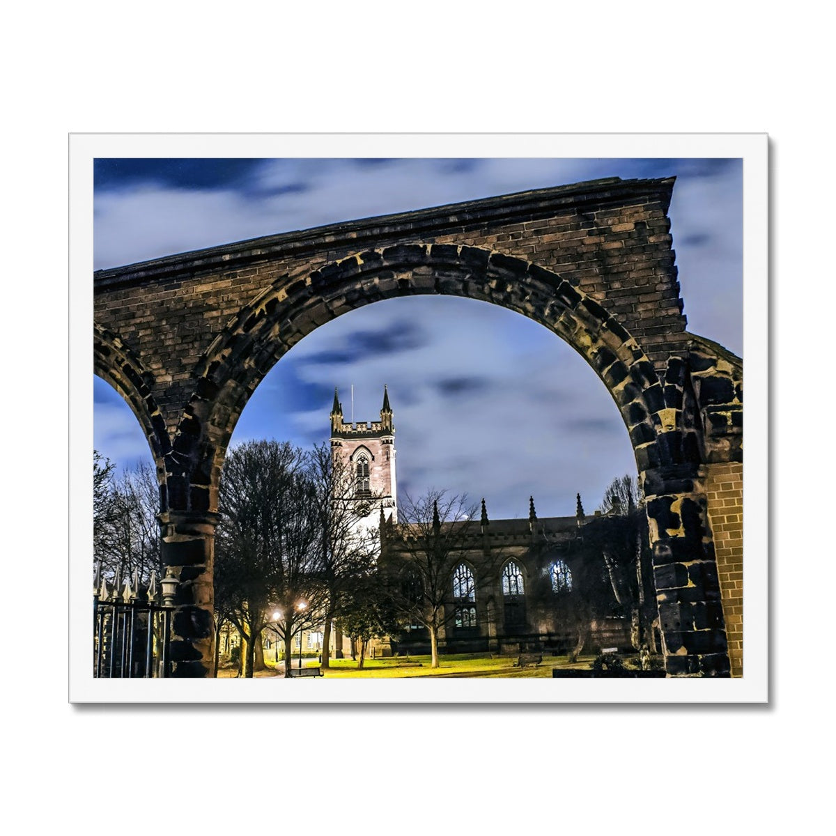 Stoke Minster at Night Budget Framed Poster