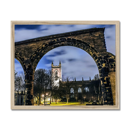 Stoke Minster at Night Budget Framed Poster