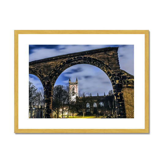 Stoke Minster at Night Antique Framed & Mounted Print