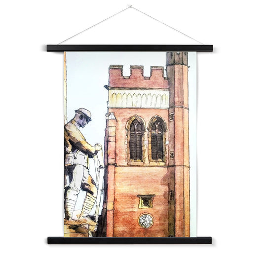 The War Memorial and Christ Church, Fenton Fine Art Print with Hanger