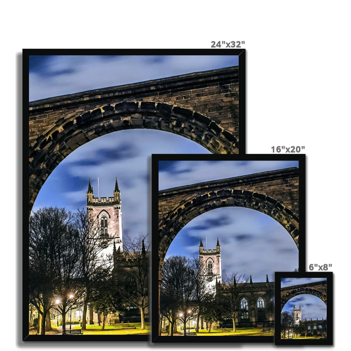 Stoke Minster at Night Budget Framed Poster