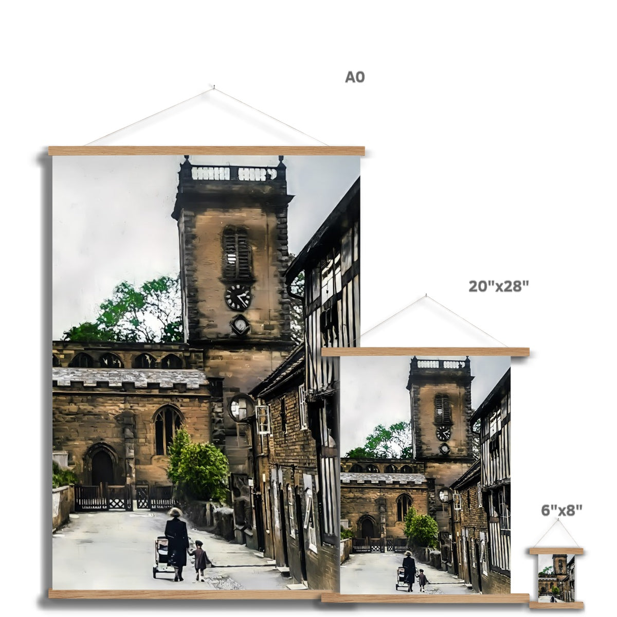 Church Lane, Abbots Bromley Fine Art Print with Hanger