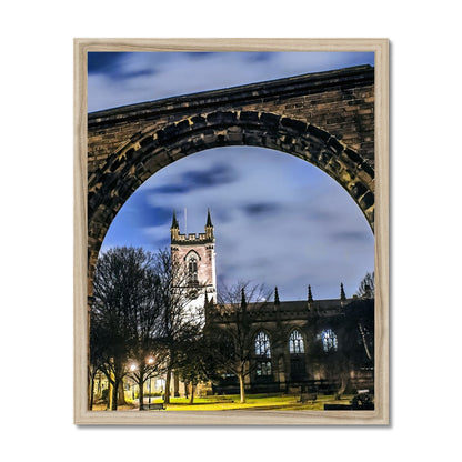 Stoke Minster at Night Budget Framed Poster