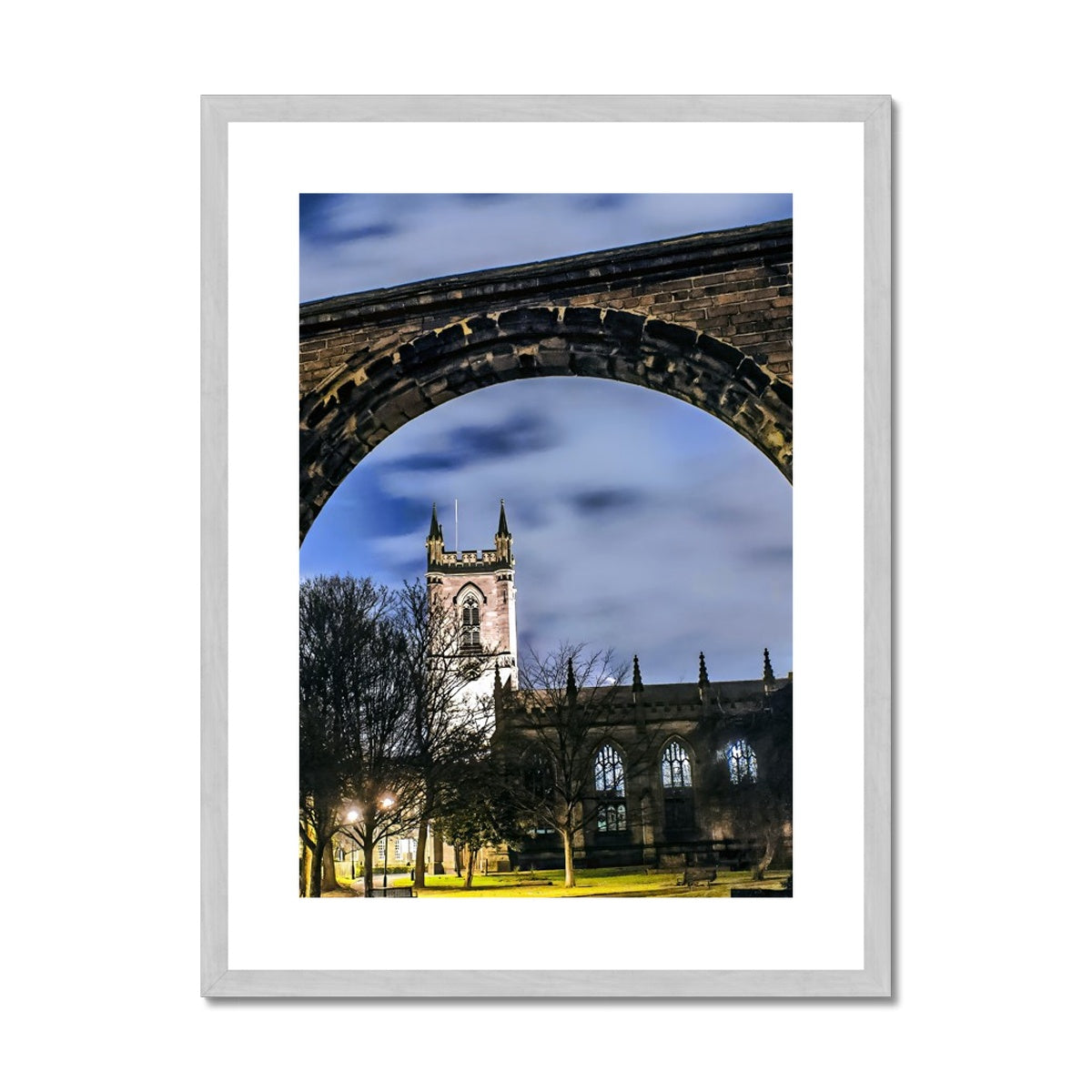 Stoke Minster at Night Antique Framed & Mounted Print